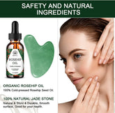 Gua Sha Massage Tools & Rosehip Oil In One Set, 