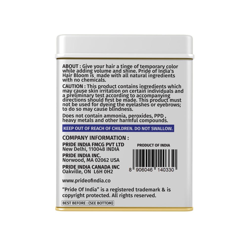 Hair Bloom Natural Blue Black Hair Color- Herbal Indigo w/ False Daisy & Gooseberry Hair Color Powder- 12 individual sachets (10 gm each)- Reusable Brush & Tray Included