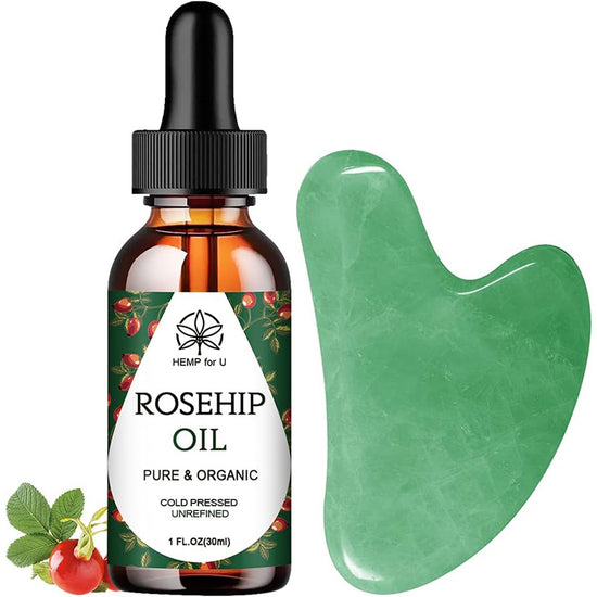 Gua Sha Massage Tools & Rosehip Oil In One Set, 