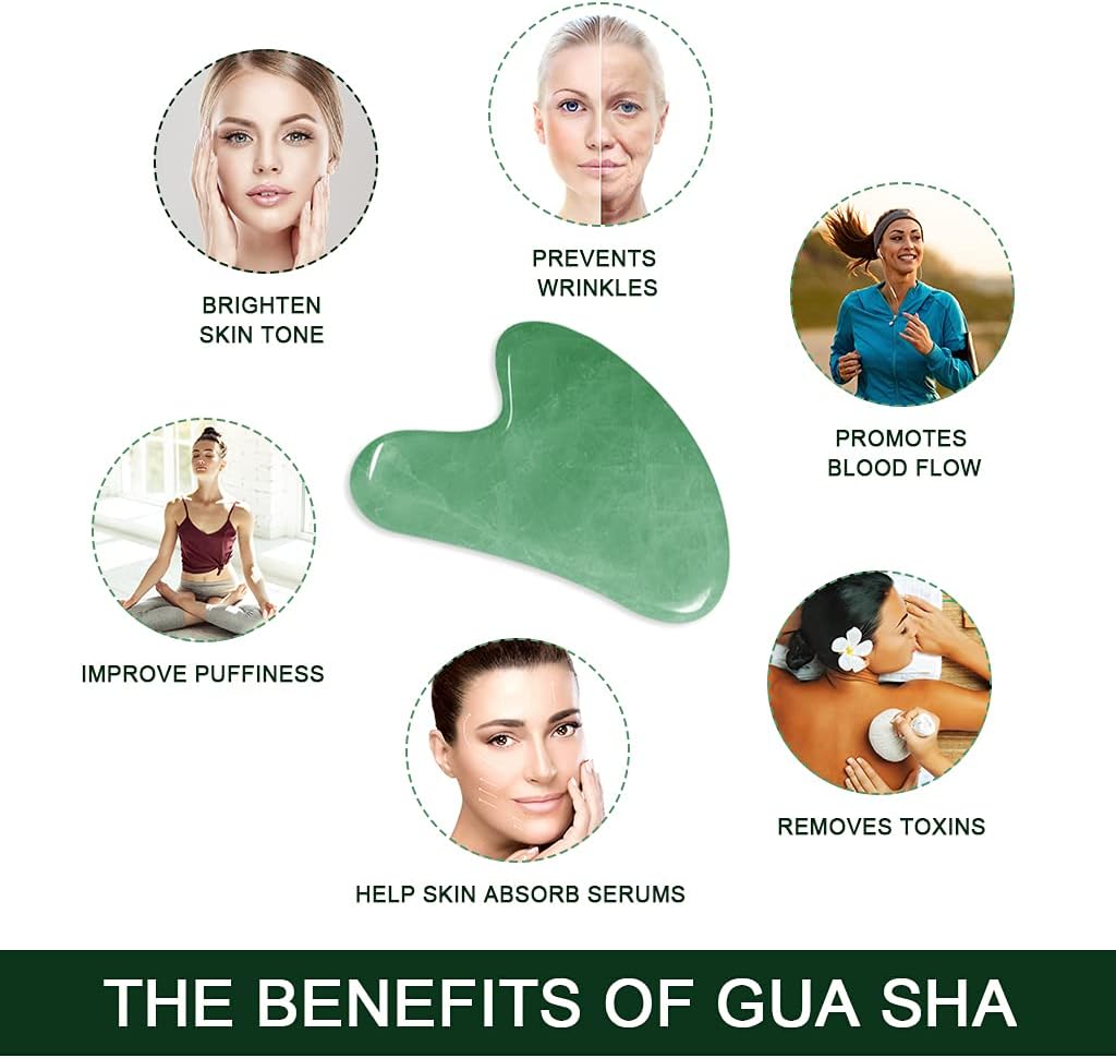 Gua Sha Massage Tools & Rosehip Oil In One Set, 